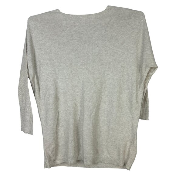 Eileen Fisher Size XS Beige V-Neck Organic Cotton Sweater Womens Knit Top - Picture 4 of 6